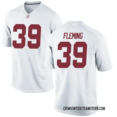 Men's Nike Kaleb Fleming Alabama Crimson Tide Game White Football College Jersey